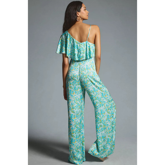 Corey Lynn Calter Silky Ruffle Wide-Leg Jumpsuit - Large - Picture 2 of 4